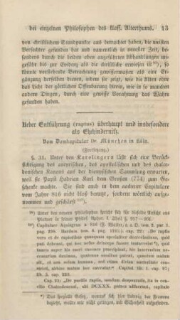 13-47 Ueber Entführung (raptus) überhaupt und insbesondere als Ehehinderniß (Fortsetzung)