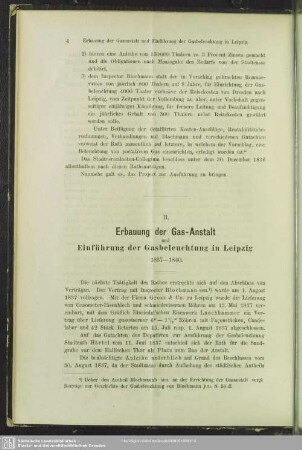 II. Erbauung der Gas-Anstalt und Einführung der Gasbeleuchtung in Leipzig : 1837 - 1840