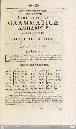 Iobi Ludolfi Grammaticae Amharicae Liber Primus, De Orthographia