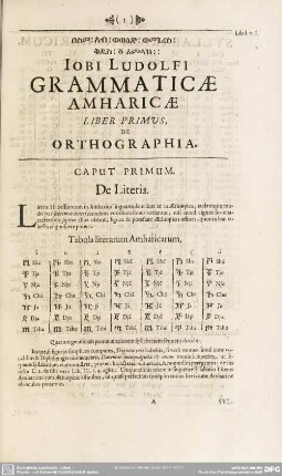 Iobi Ludolfi Grammaticae Amharicae Liber Primus, De Orthographia