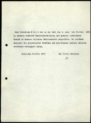 Anlage I. Zeugnis C. Mühl