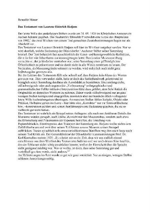 Testament, Übertragung von Benedikt Mauer