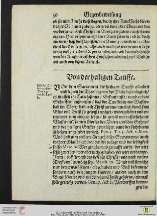 Von der heiligen Tauffe