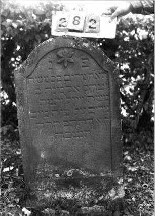 Grabstein 282 (Index: 99795783) Maße HxBxT: 102x57x8 cm Symbolik: Blüte: Grabstein 282