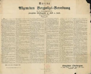 Auszug aus der Allgemeinen Bergpolizei-Verordnung für den Verwaltungsbezirk des Königlichen Oberbergamts zu Halle a. Saale : vom 10. Dezember 1884