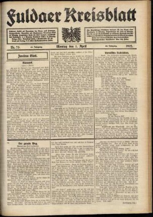 Zweite Ausgabe vom Montag, den 01. April 1912.