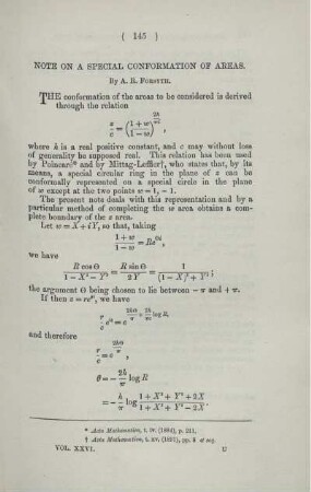 Note on a special conformation of areas.