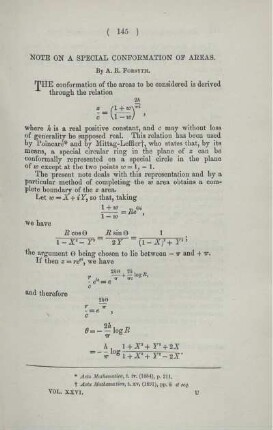 Note on a special conformation of areas.