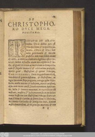 De Christophoro Duce Megapolitano.