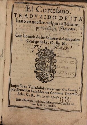 Libro llamado el Cortesano
