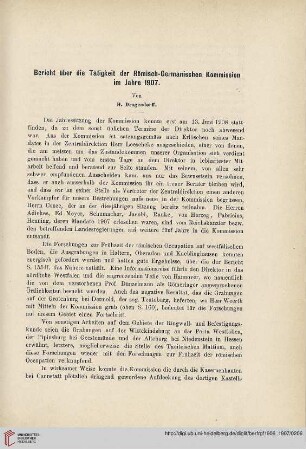 3: Bericht über die Tätigkeit der Römisch-Germanischen Kommission im Jahre 1907
