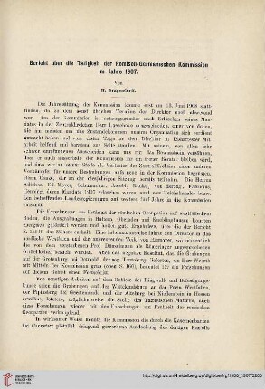 3: Bericht über die Tätigkeit der Römisch-Germanischen Kommission im Jahre 1907
