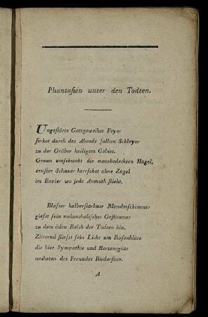 Phantasien unter den Todten. - Die nächtliche Erscheinung.