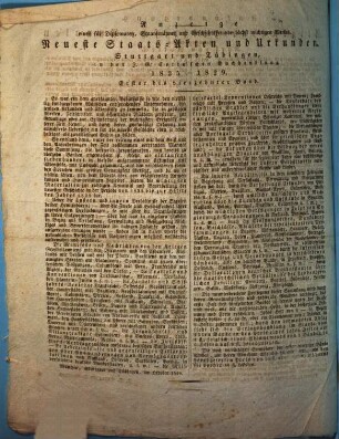 Ankündigung. Allgemeine politische Annalen herausgegeben von Karl von Rotteck : [Prospekt]
