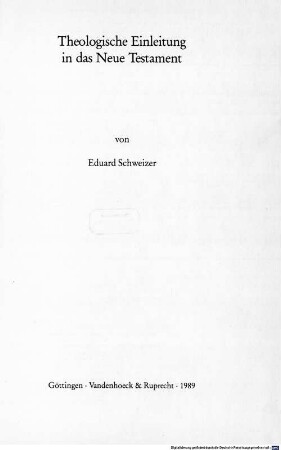 Theologische Einleitung in das Neue Testament