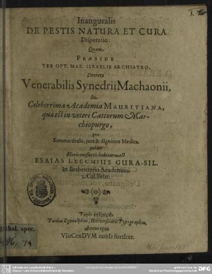 De pestis natura et cura
