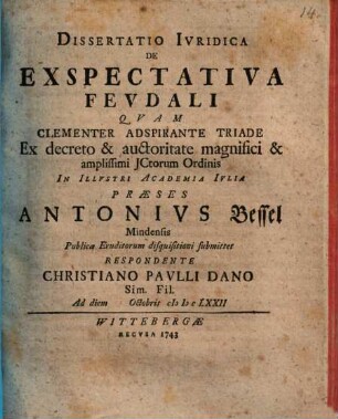 Diss. iur. de exspectativa feudali