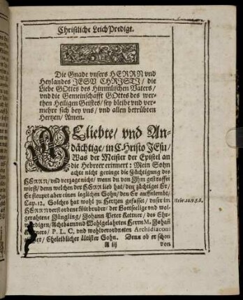 Textus; Exordium; Erster Theil; Ander Theil; Dritter Theil.