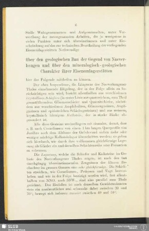 über den geologischen Bau der Gegend von Naeverhaugen und über den mineralogisch-geologischen Charakter ihrer Eisenerzlagerstätten