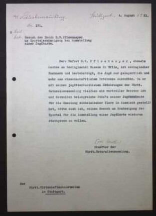 Sportelermäßigung für Eugen Wilhelm Pfizenmayer