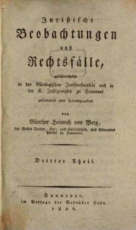 Juristische Beobachtungen und Rechtsfälle, 3
