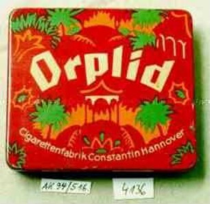 Blechdose für 20 Stück Zigaretten "Orplid Cigarettenfabrik Constantin Hannover"