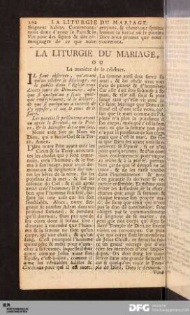 La Liturgie Du Mariage.