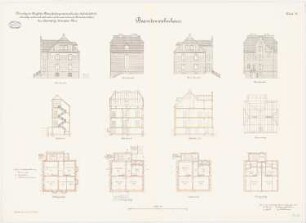 Königliches Materialprüfungsamt, Berlin-Lichterfelde: Beamtenwohnhaus. Ansichten und Schnitte, 1:100
