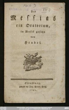 Der Messias : ein Oratorium