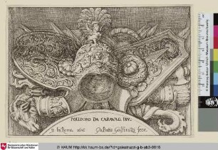 [Autres trophées, avec un casque sumonté d'un Sphinx; Kriegstrophäen mit einem Helm mit Sphinx]