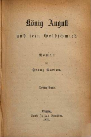 König August und sein Goldschmied : Roman, 3
