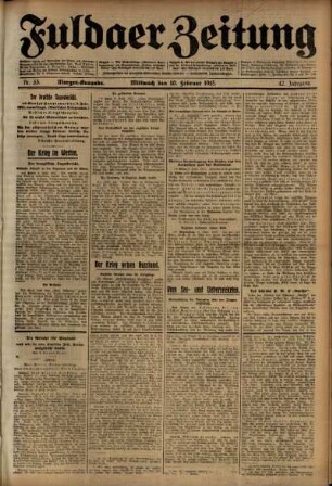 Erste Ausgabe vom Mittwoch, den 10. Februar 1915.