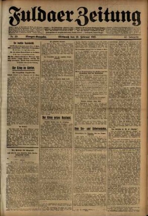 Erste Ausgabe vom Mittwoch, den 10. Februar 1915.