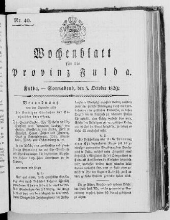 Nr. 40, Ausgabe vom 3. Oktober 1829