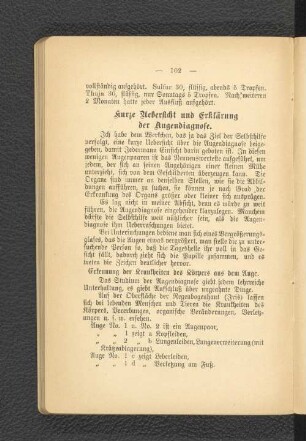 Kurze Uebersicht und Erklärung der Augendiagnose.
