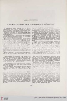 33: Uwagi o nagrobku Zofii Lubomirskiej w Końskowoli