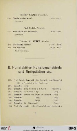 B. Kunstblätter, Kunstgegenstände und Antiquitäten etc. (Nr. 260-644)