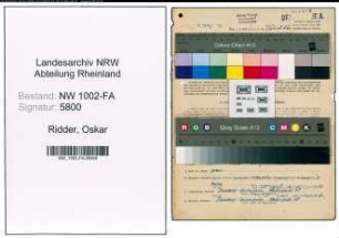 Entnazifizierung Oskar Ridder, geb. 10.04.1905 (Ingenieur)