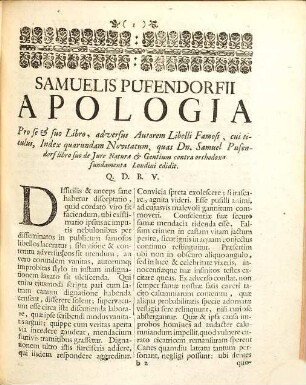 S. Pufendorfii eris scandica, qua adversus libros de iure naturali & gentium obiecta diluuntur