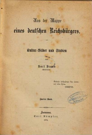 Aus der Mappe eines deutschen Reichsbürgers : Kultur-Bilder und Studien, 2.