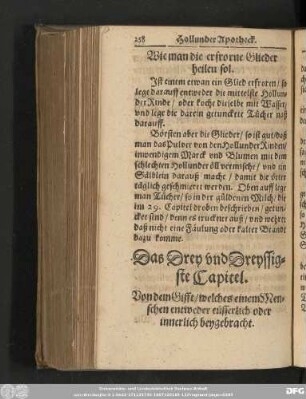 Das Drey und Dreyssigste Capitel. Von dem Gifft/ welches einem Menschen entweder eusserlich oder innerlich beygebracht.