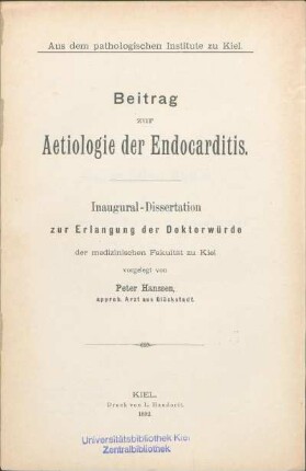 Beitrag zur Aetiologie der Endocarditis