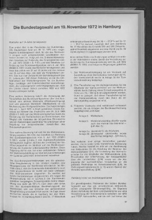 Die Bundestagswahl am 19. November 1972 in Hamburg