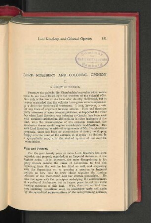 Lord Rosebery and Colonial Opinion.