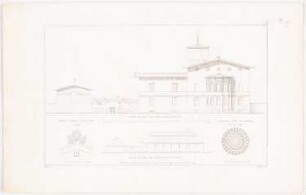 Architektonische Entwürfe für den vorhandener Gebäude, Potsdam 1845-49. Die Hofgärtner Sellosche Dienstwohnung in Sanssouci, Potsdam Umbau: Tafel 11. Geometrische Ansicht der neuen nördlichen Fassade und deren Umbau