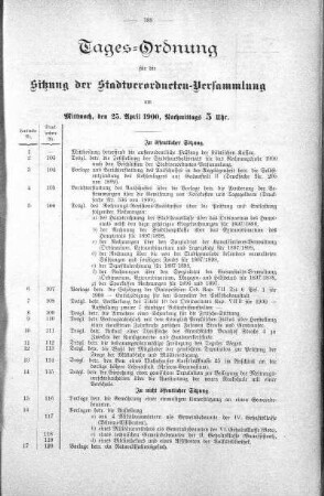 Tages-Ordnung, 25. April 1900