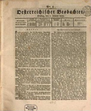 Der Oesterreichische Beobachter. 1833,1/6