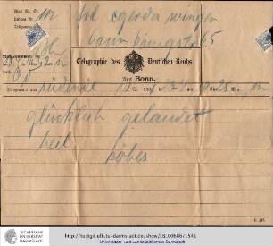Telegramm vom 23.04.1908