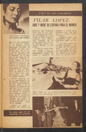 Pilar López: aire y nube de España para el mundo : PBT en los camarines