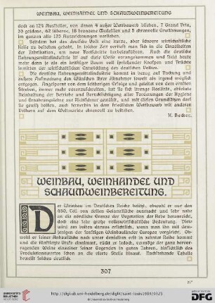 Weinbau, Weinhandel und Schaumweinbereitung